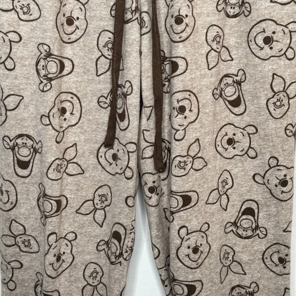 Disney Winnie The Pooh Pajama Jogger Pants Size M Brown Cozy Lounge Sleepwear - Picture 5 of 8